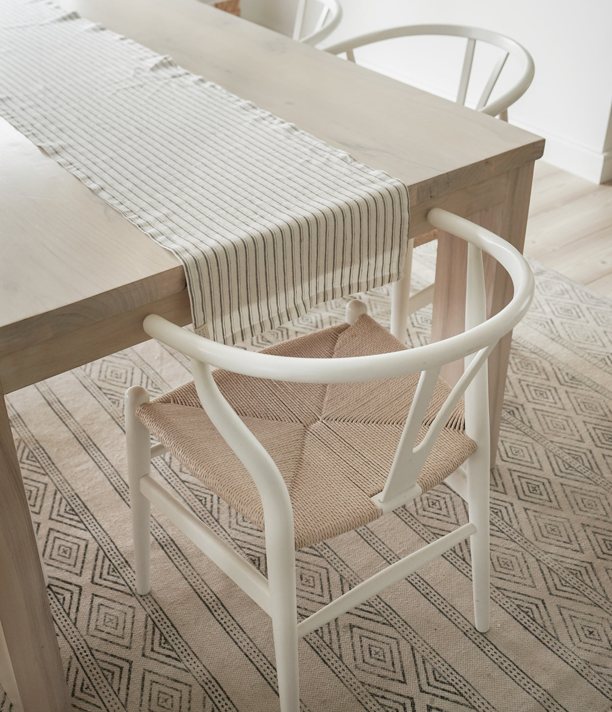 Linen Table Runner - Grey Stripe