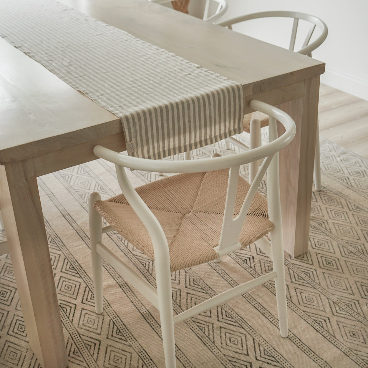 Linen Table Runner - Natural Stripes