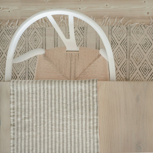 Linen Table Runner - Natural Stripes