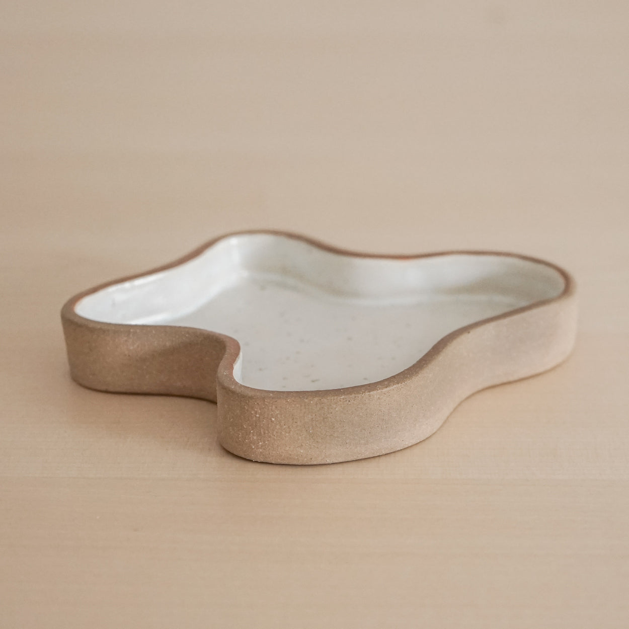 Asymmetrical Ceramic Dish - Tan