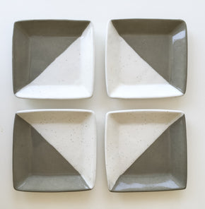 Grey + White Speckle Appetizer Plates - Set of 4